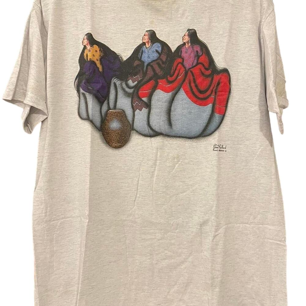 Vintage 90s Native Women and Pottery Art Single Stitch Shirt Adult Large